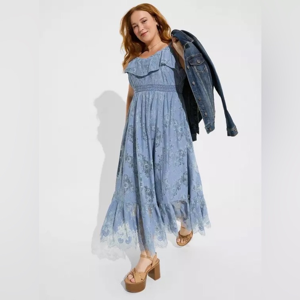 torrid Blue Floral Lace Maxi Dress